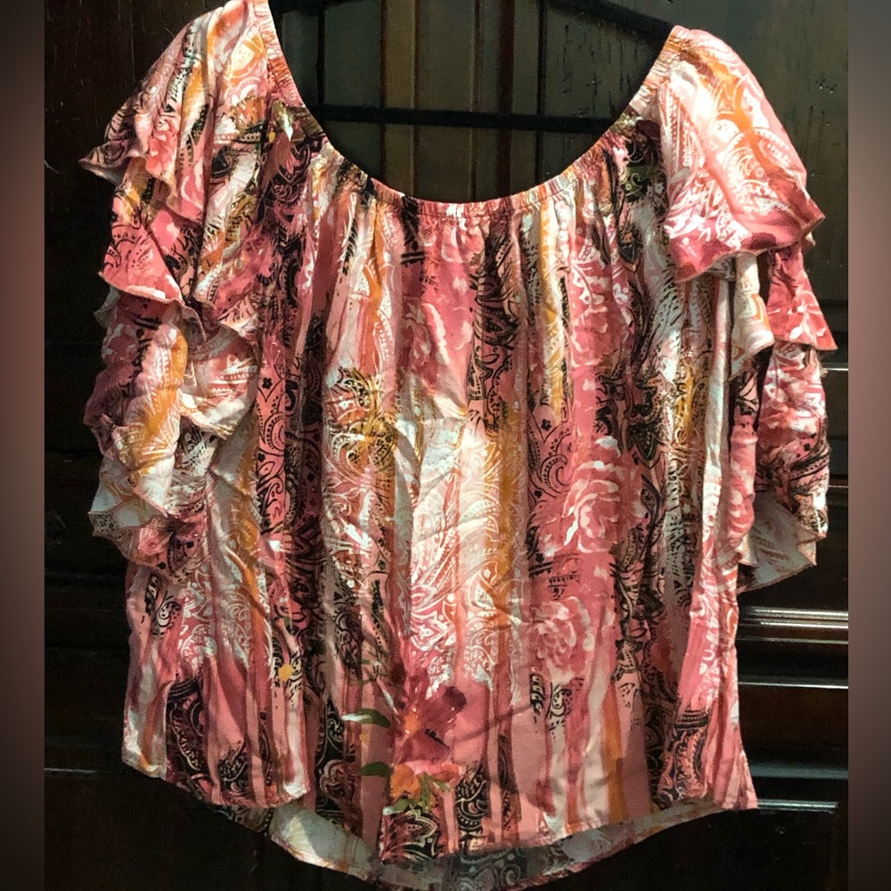 Cato Sz 26/28 Coral Paisley Blouse Top